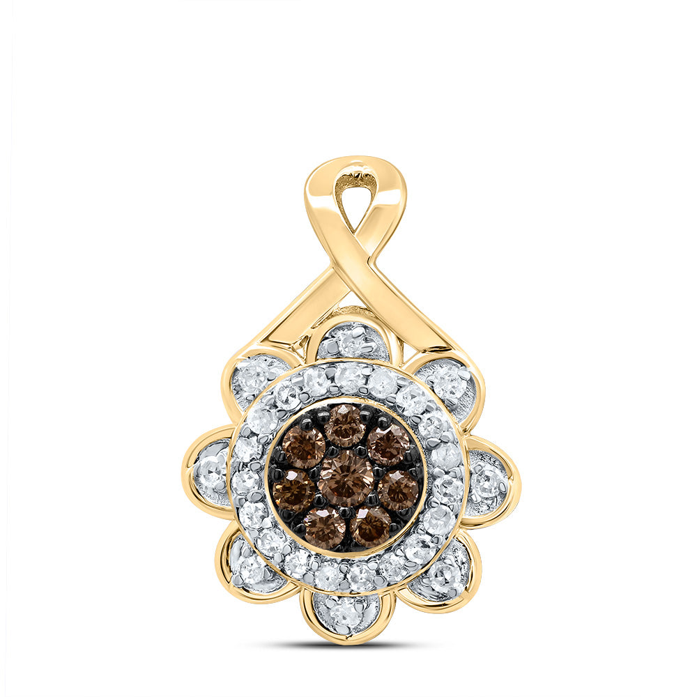1/5Ctw-Dia P1 Gift Cognac Natural Flower Pendant (0.779 grams)