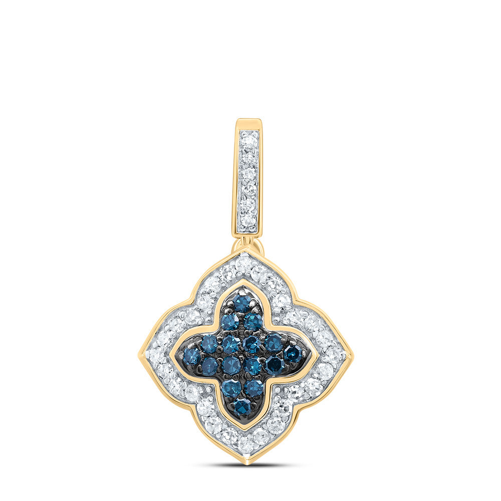 1/4Ctw-Dia P1 Gift Blue Diamond Clover Pendant (1.08 grams)