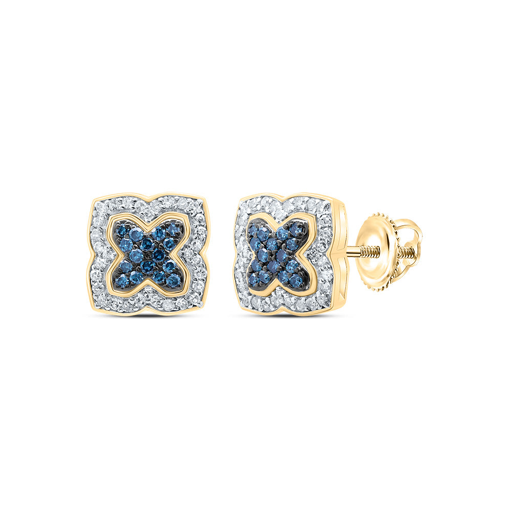 1/3Ctw-Dia P1 Gift Blue Diamond Clover Stud Earring