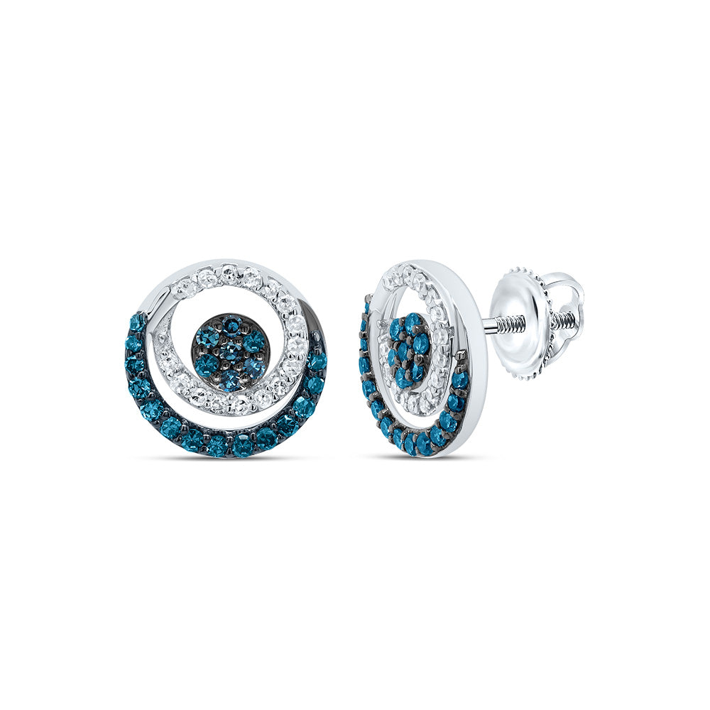 3/8Ctw-Dia P1 Gift Blue Diamond Round Stud Earring