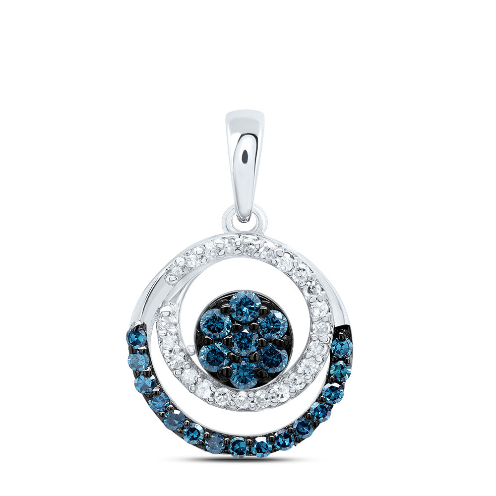 1/3Ctw-Dia P1 Gift Blue Diamond Round Pendant (0.98 grams)