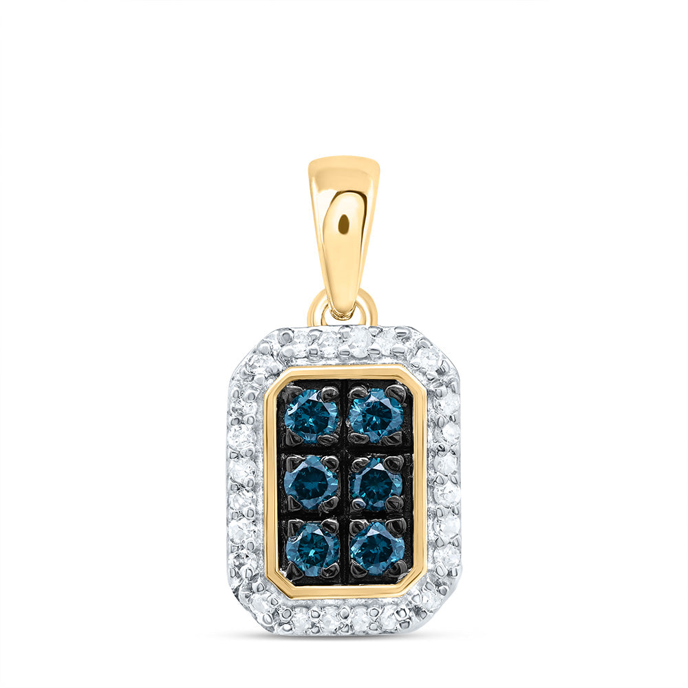 1/4Ctw-Dia P1 Gift Blue Diamond Emerlad Pendant (1.0012 grams)