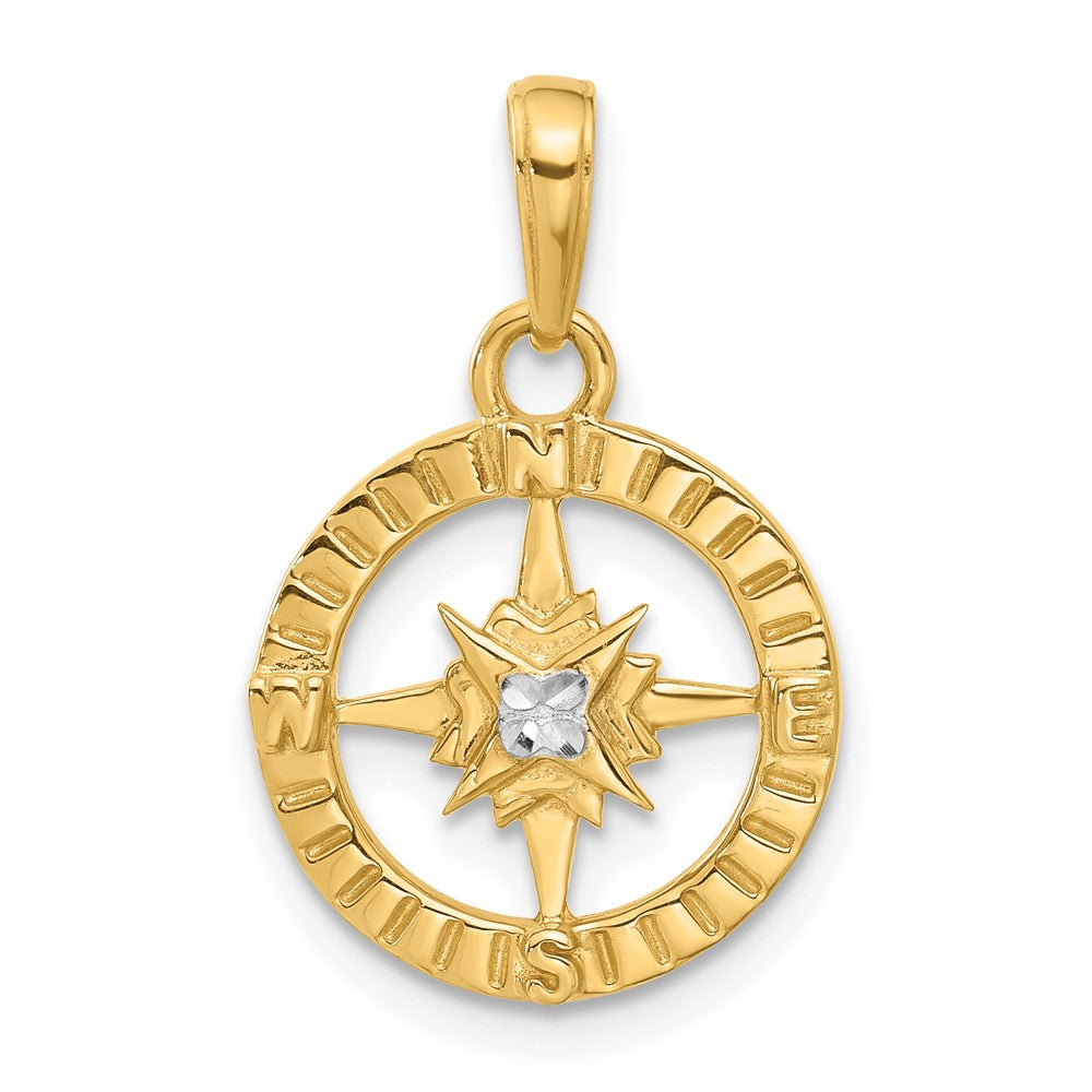 14k Yellow & Rhodium 14.8 mm D/C Compass Pendant (2.09 grams)