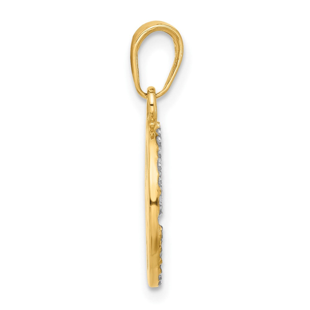 14k Yellow & Rhodium 14.4 mm D/C Compass Pendant (1.41 grams)