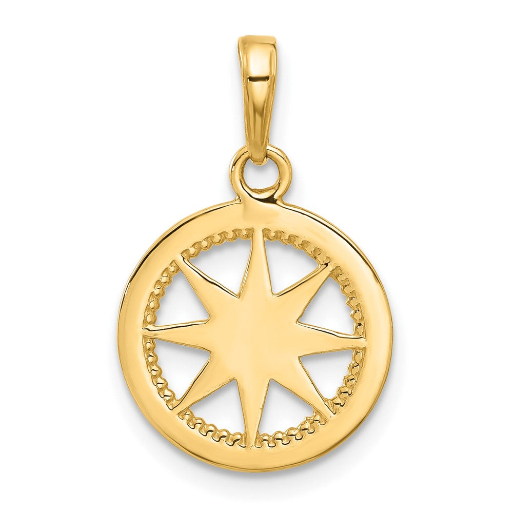14k Yellow & Rhodium 14.4 mm D/C Compass Pendant (1.41 grams)