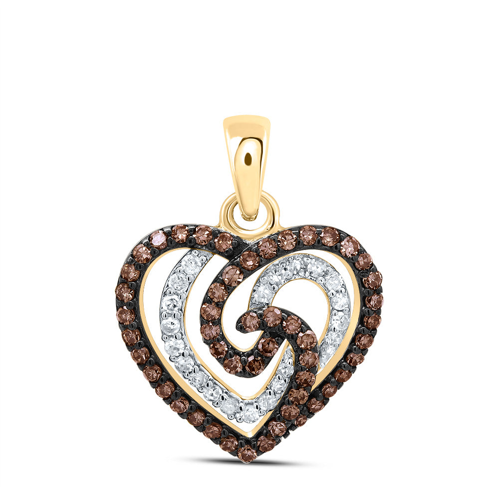 3/8Ctw-Nat Diamond Gift Cognac Natural Heart Pendant (1.05 grams)