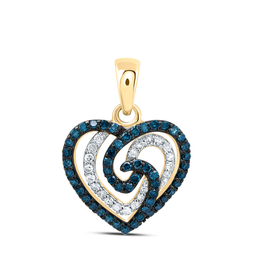 3/8Ctw-Nat Diamond Gift Blue Diamond Heart Pendant (1.06 grams)