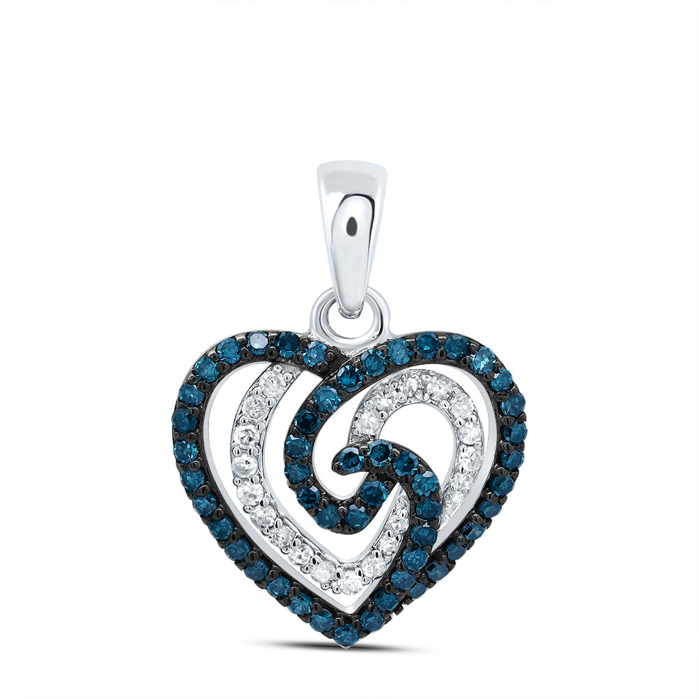 3/8Ctw-Diamond Gift Blue Diamond Heart Pendant (1.05 grams)