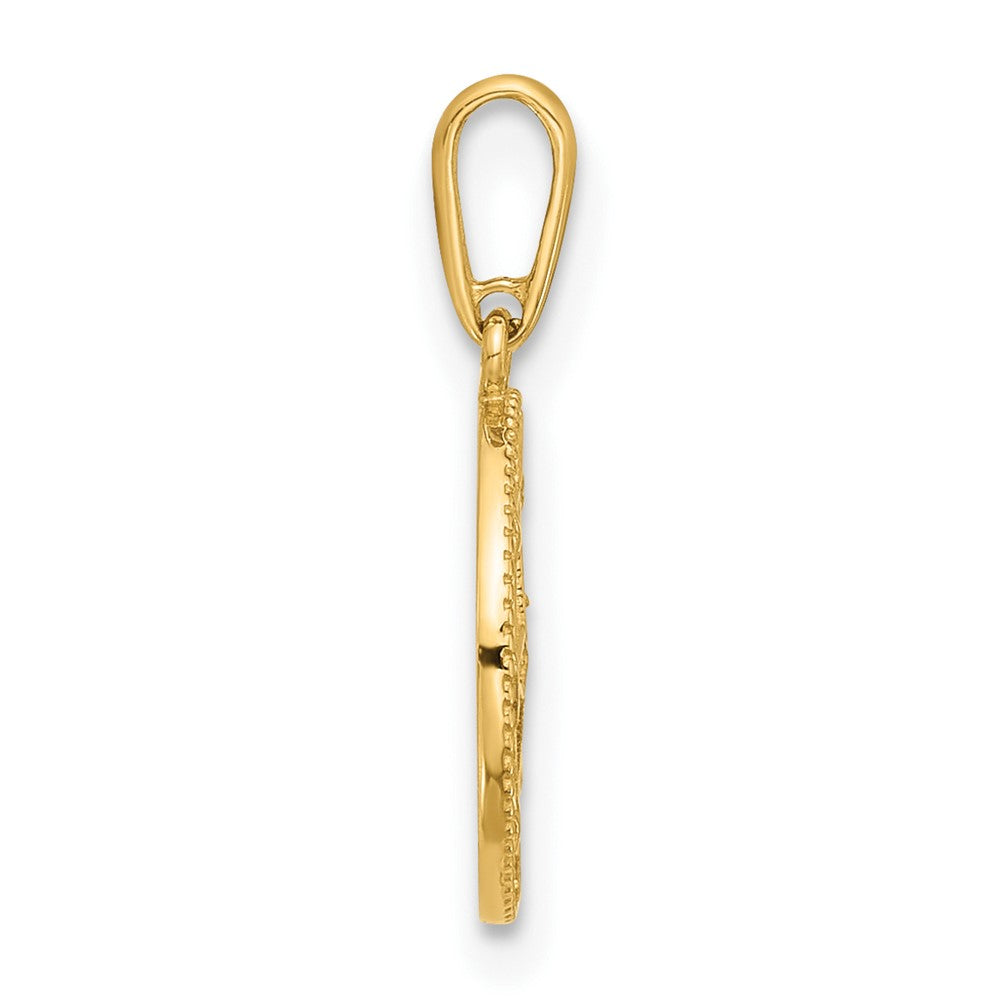 14k Yellow Gold 11.4 mm Polished CZ Cubic Zirconia Compass Pendant (0.5 grams)