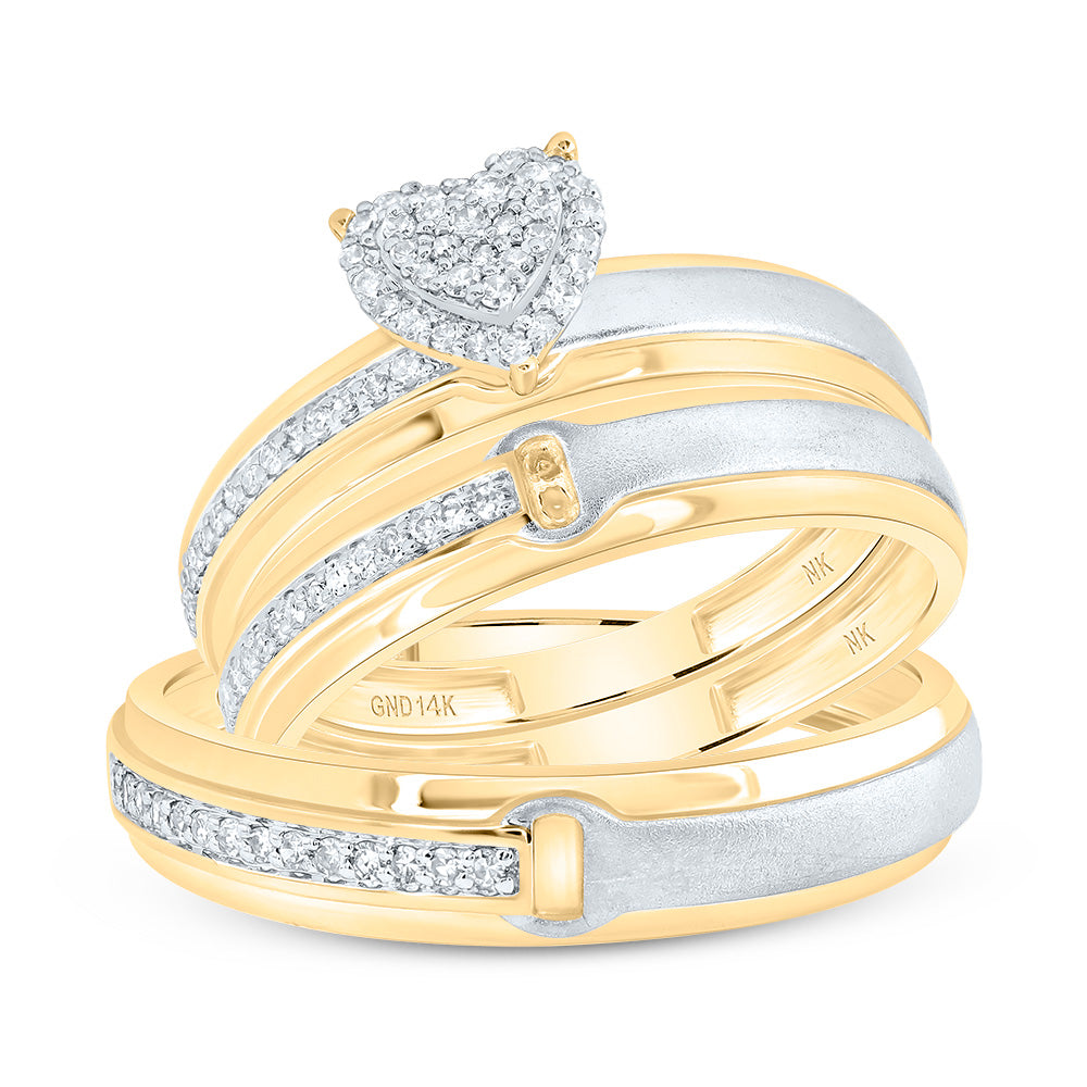 1/4Ctw-Nat Diamond Heart Trio Set (4.11 grams)