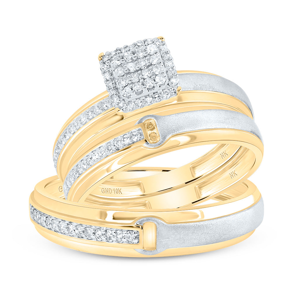 1/4Ctw-Diamond Cushion Trio Set (3.84 grams)