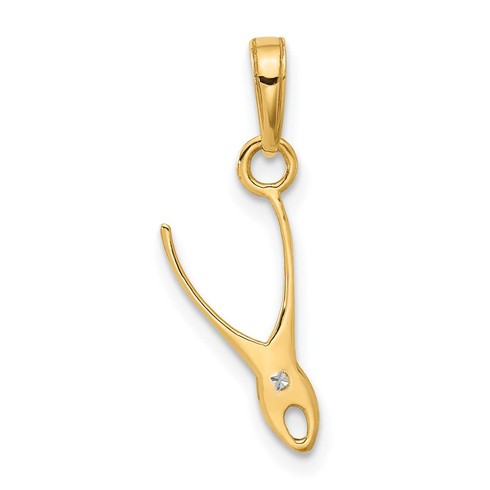 14k Yellow & Rhodium 7.8 mm D/C 3D Pliers Pendant (0.41 grams)