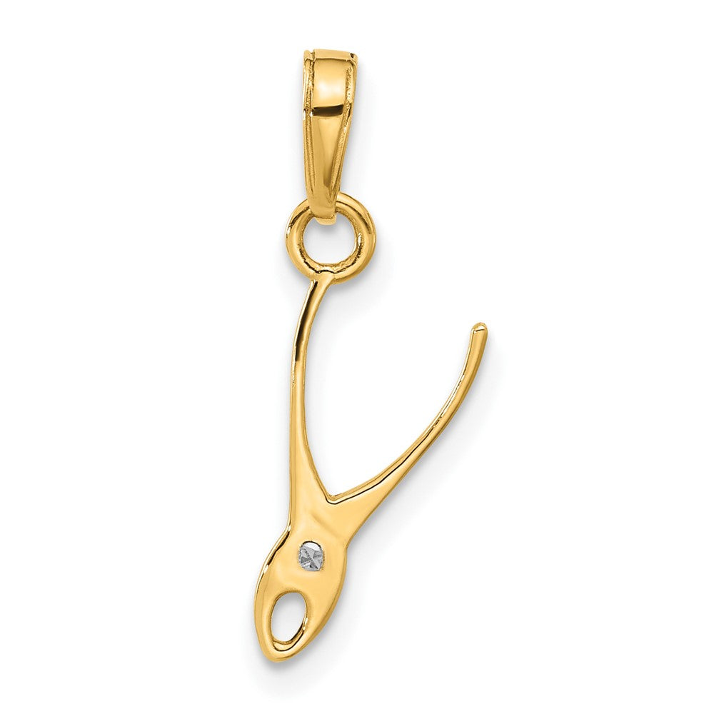 14k Yellow & Rhodium 7.8 mm D/C 3D Pliers Pendant (0.41 grams)