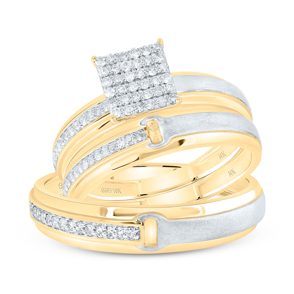 1/3Ctw-Dia Nk Square Trio Set (3.67 grams)