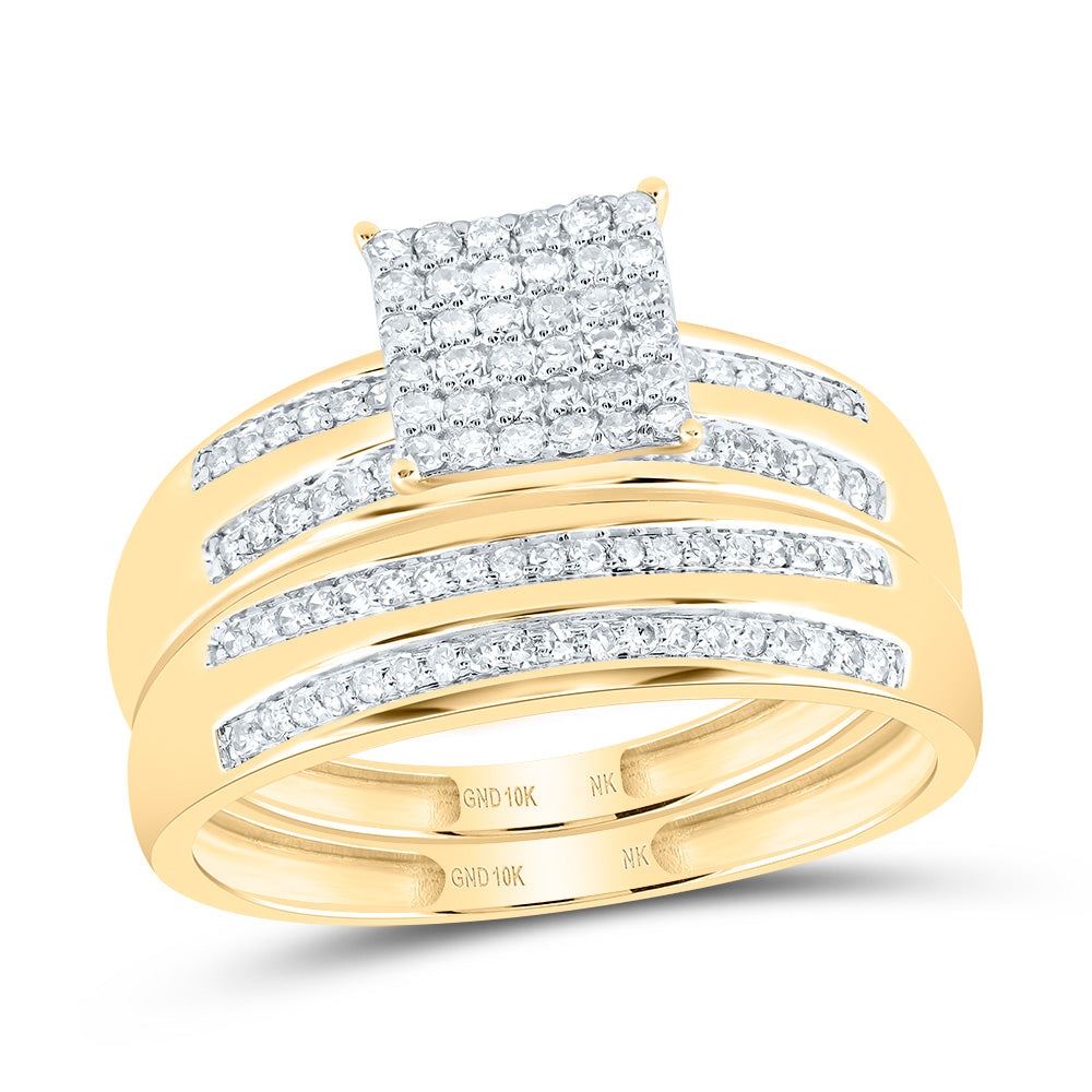 1/2Ctw-Nat Diamond Square Trio Set (3.93 grams)