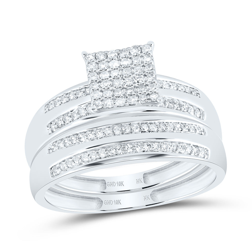 1/2Ctw-Diamond Square Trio Set (4.13 grams)
