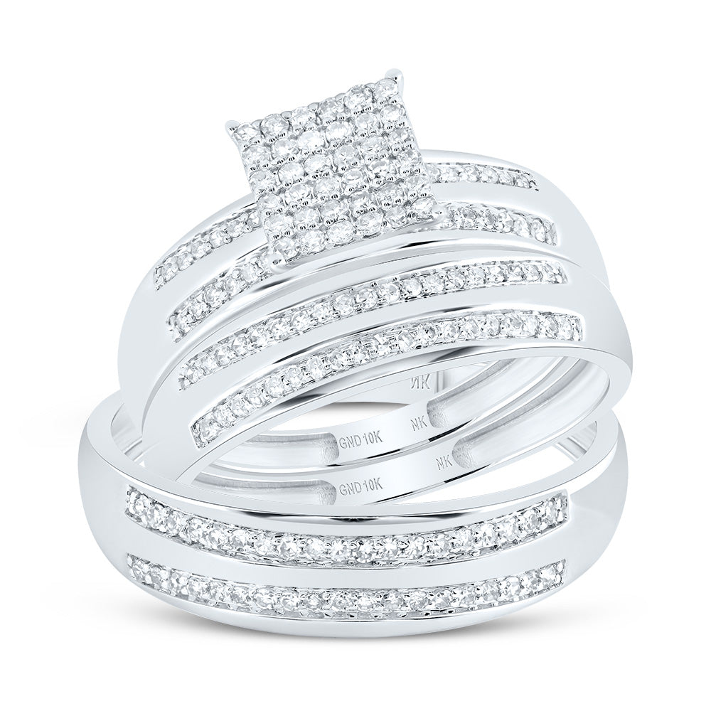 1/2Ctw-Diamond Square Trio Set (4.13 grams)