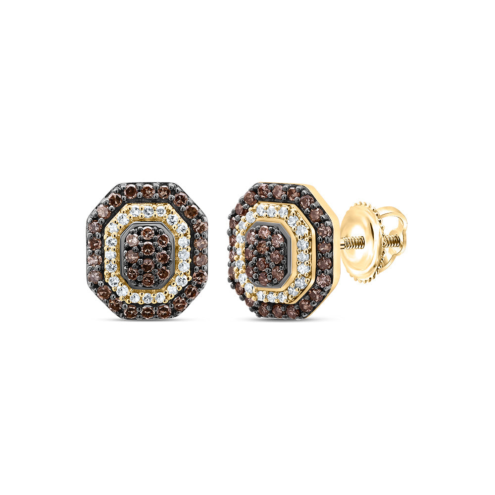 1/3Ctw-Dia Nk Octagon Cognac Natural Stud Earring