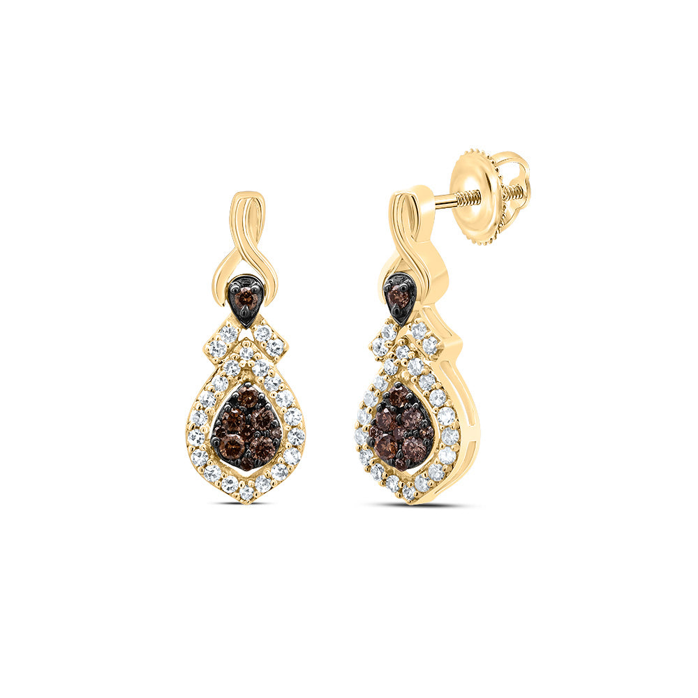 1/3Ctw-Diamond Cognac Natural Dangling Earring