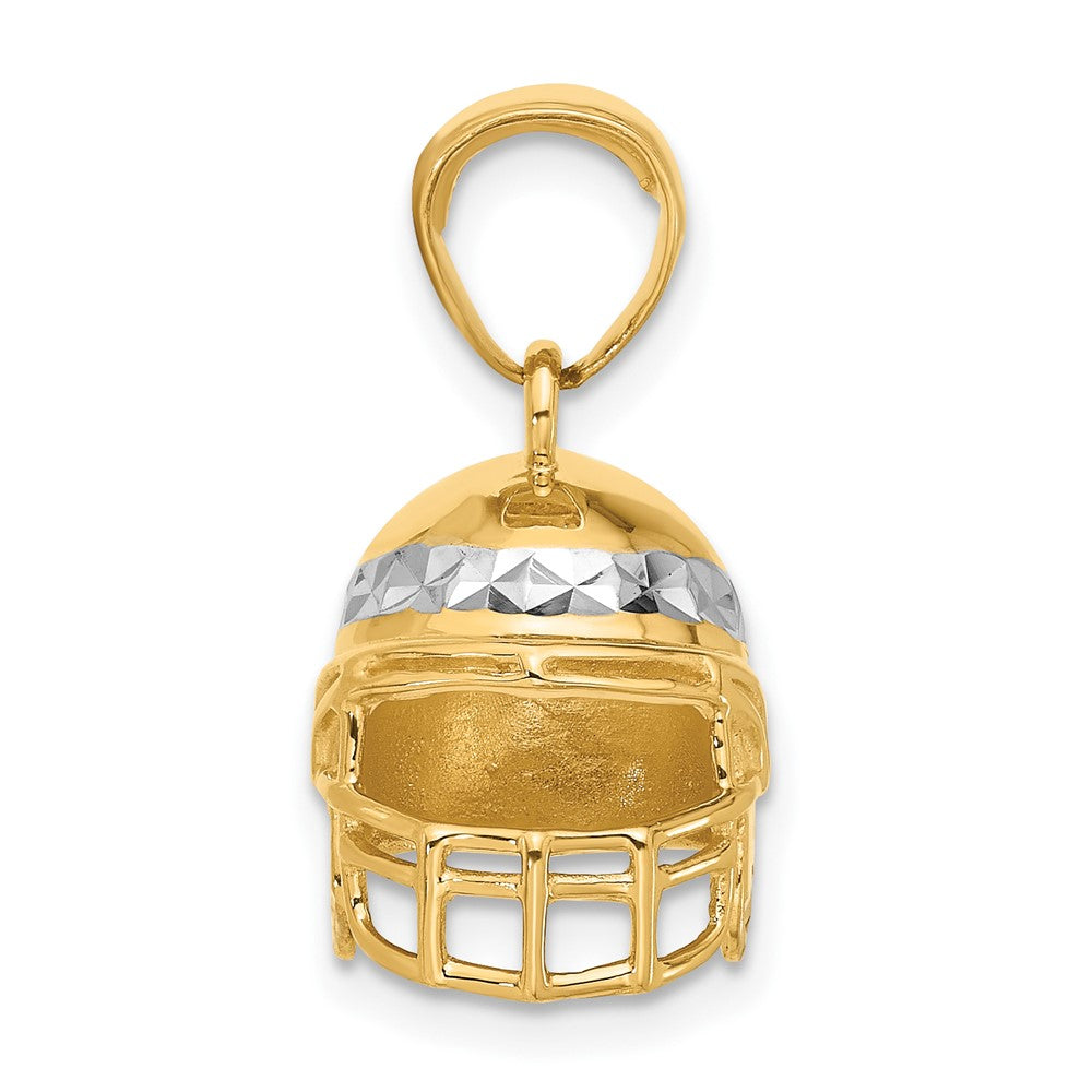 14k Yellow & Rhodium 17 mm D/C 3D Football Helmet Pendant (4.52 grams)