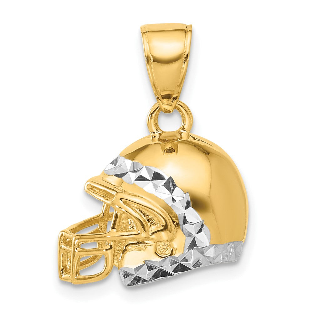 14k Yellow & Rhodium 17 mm D/C 3D Football Helmet Pendant (4.52 grams)
