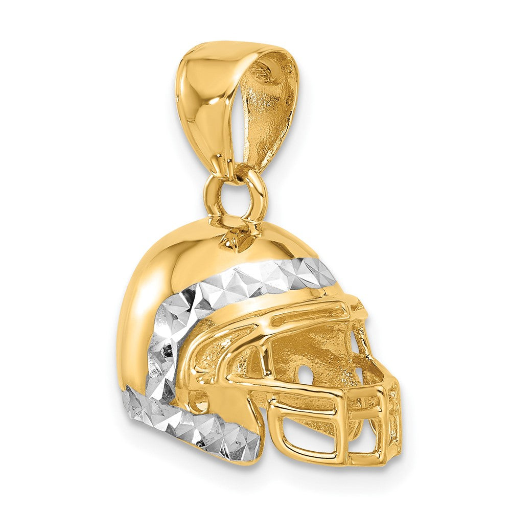 14k Yellow & Rhodium 17 mm D/C 3D Football Helmet Pendant (4.52 grams)
