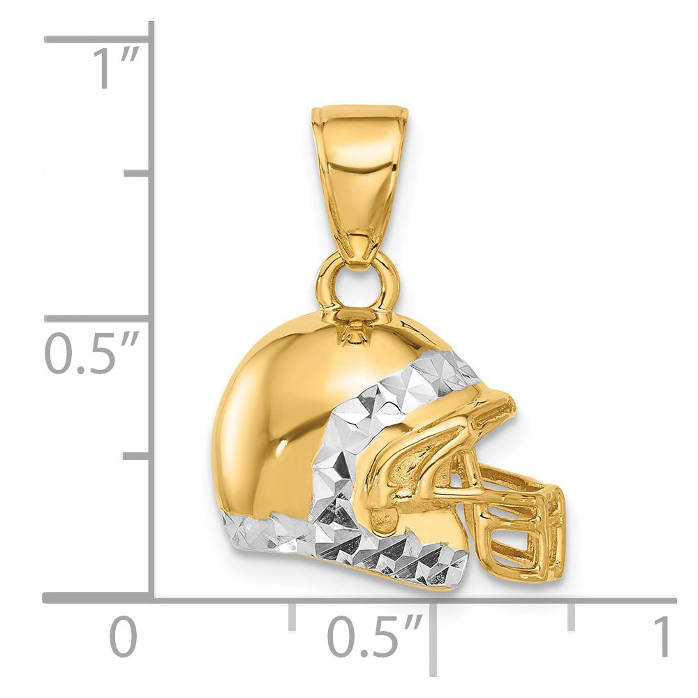 14k Yellow & Rhodium 17 mm D/C 3D Football Helmet Pendant (4.52 grams)
