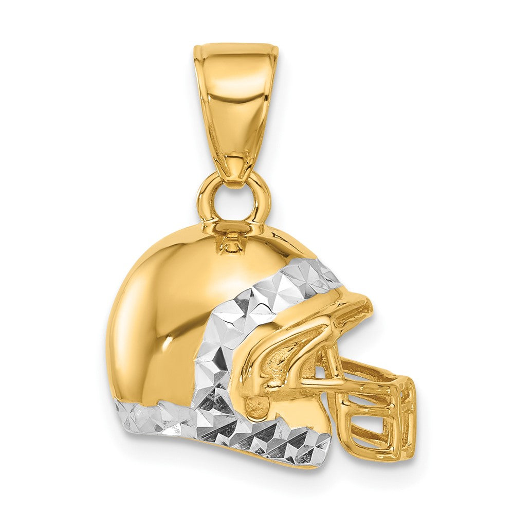 14k Yellow & Rhodium 17 mm D/C 3D Football Helmet Pendant (4.52 grams)