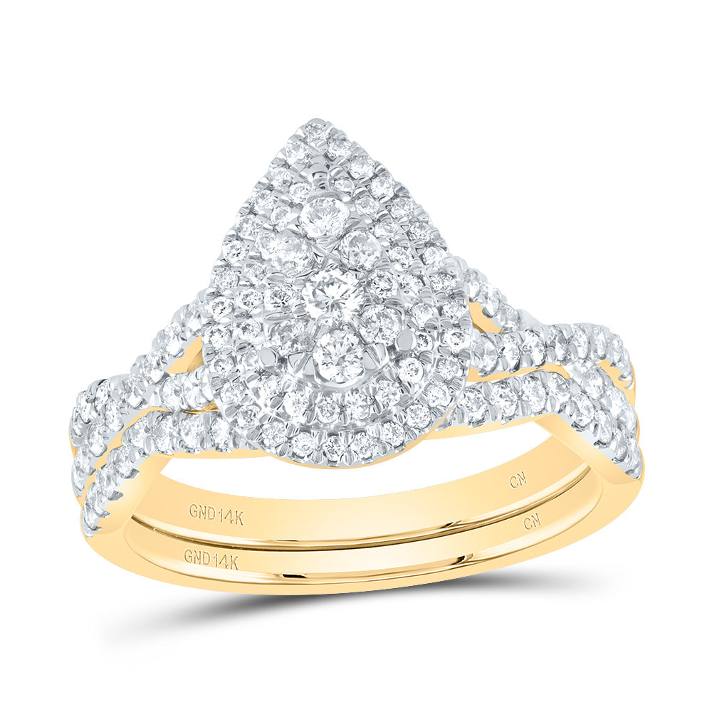 1Ctw-Dia Cn Pear Single Halo Bridal Set (5.04 grams)