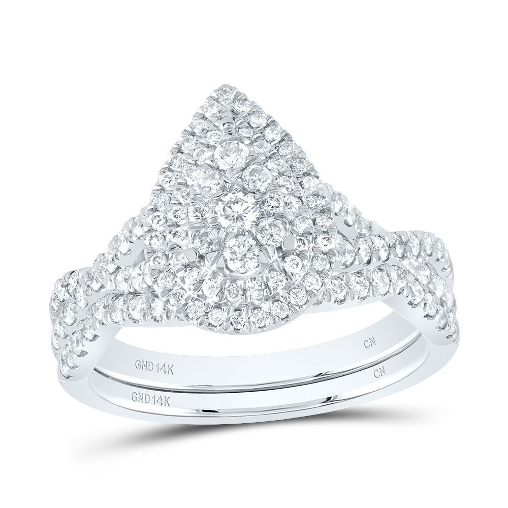 1Ctw-Dia Cn Pear Single Halo Bridal Set (5.15 grams)