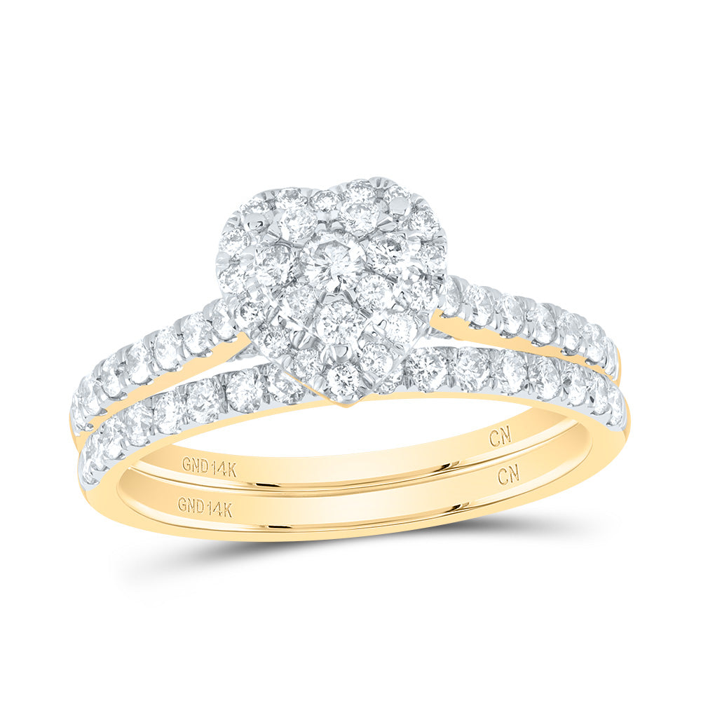 7/8Ctw-Nat Dia Cn Heart Single Halo Bridal Set (3.98 grams)