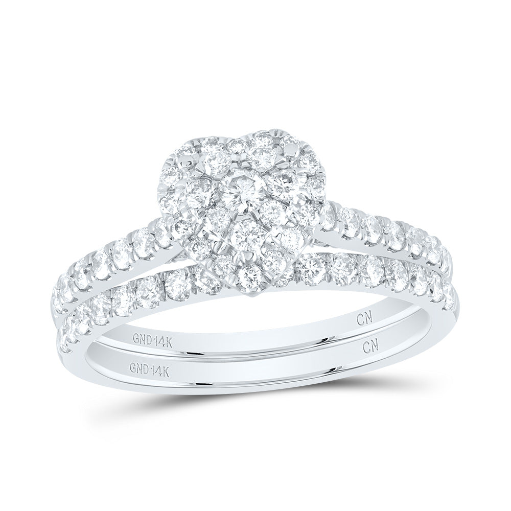 7/8Ctw-Nat Dia Cn Heart Single Halo Bridal Set (4.09 grams)