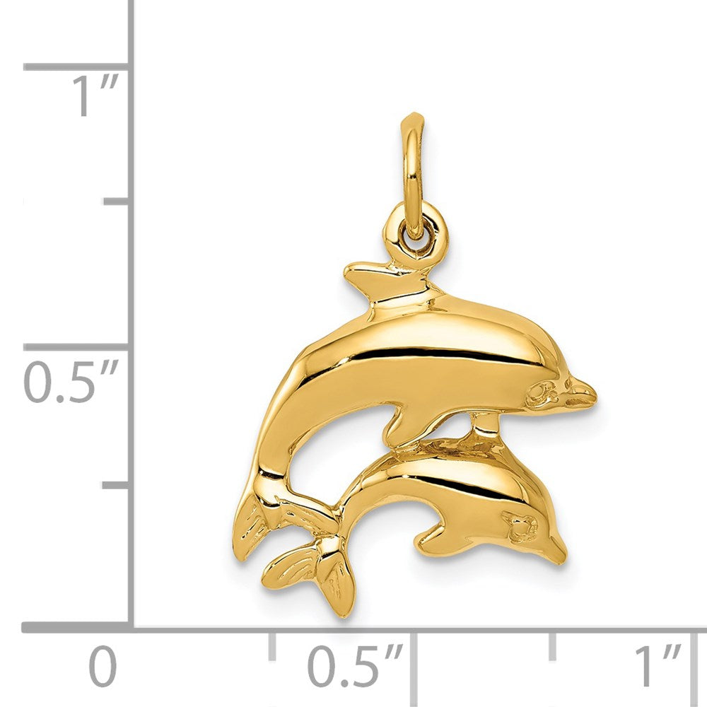 14k Yellow Gold 17 mm Dolphin Charm (1.81 grams)