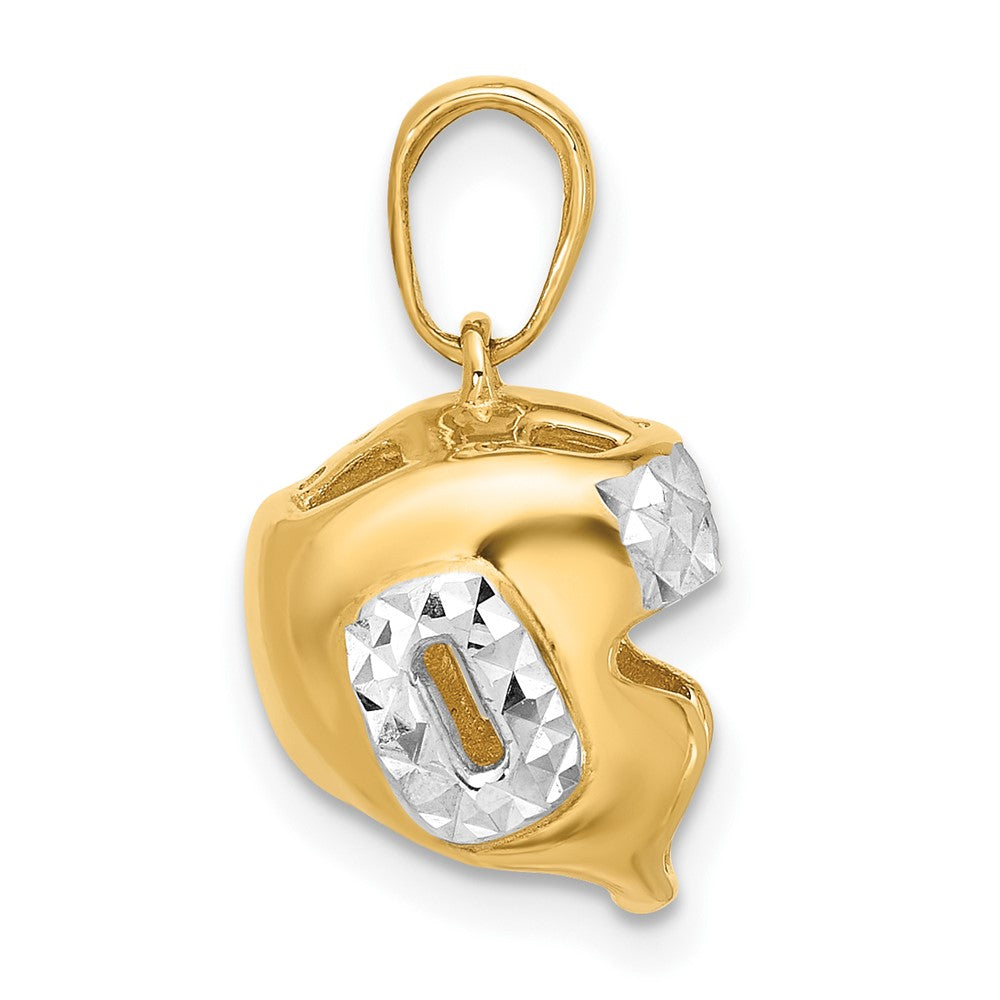 14k Yellow & Rhodium 9.9 mm D/C Wrestling Helmet Pendant (2.96 grams)