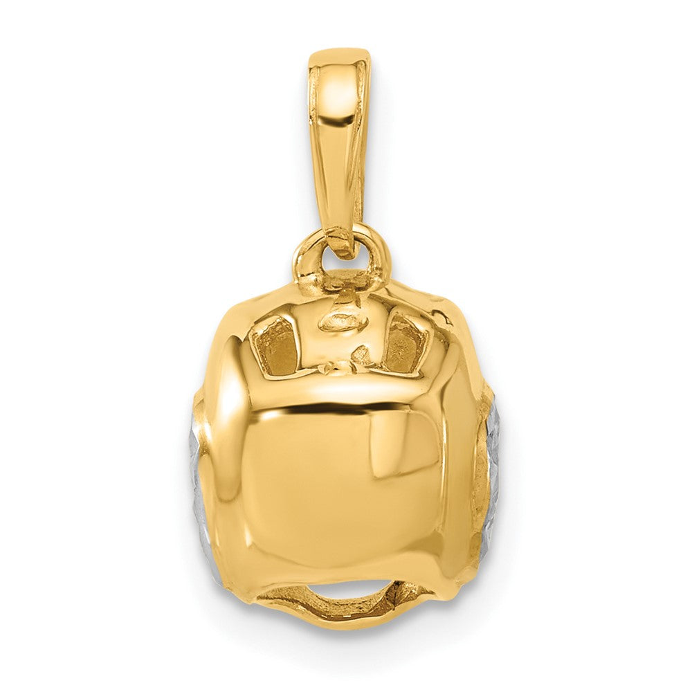 14k Yellow & Rhodium 9.9 mm D/C Wrestling Helmet Pendant (2.96 grams)