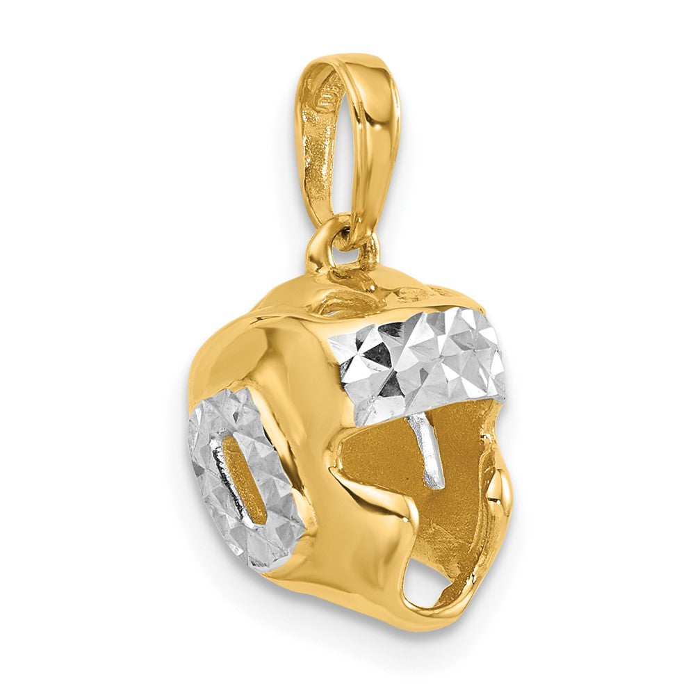 14k Yellow & Rhodium 9.9 mm D/C Wrestling Helmet Pendant (2.96 grams)