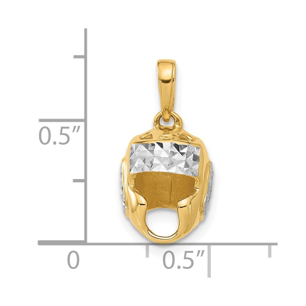 14k Yellow & Rhodium 9.9 mm D/C Wrestling Helmet Pendant (2.96 grams)
