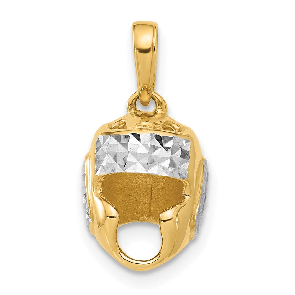 14k Yellow & Rhodium 9.9 mm D/C Wrestling Helmet Pendant (2.96 grams)
