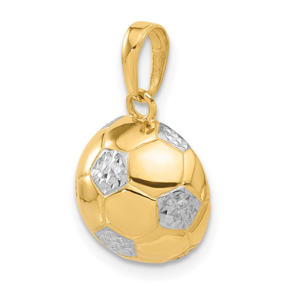 14k Yellow & Rhodium 12.75 mm D/C Soccer Ball Pendant (2.49 grams)