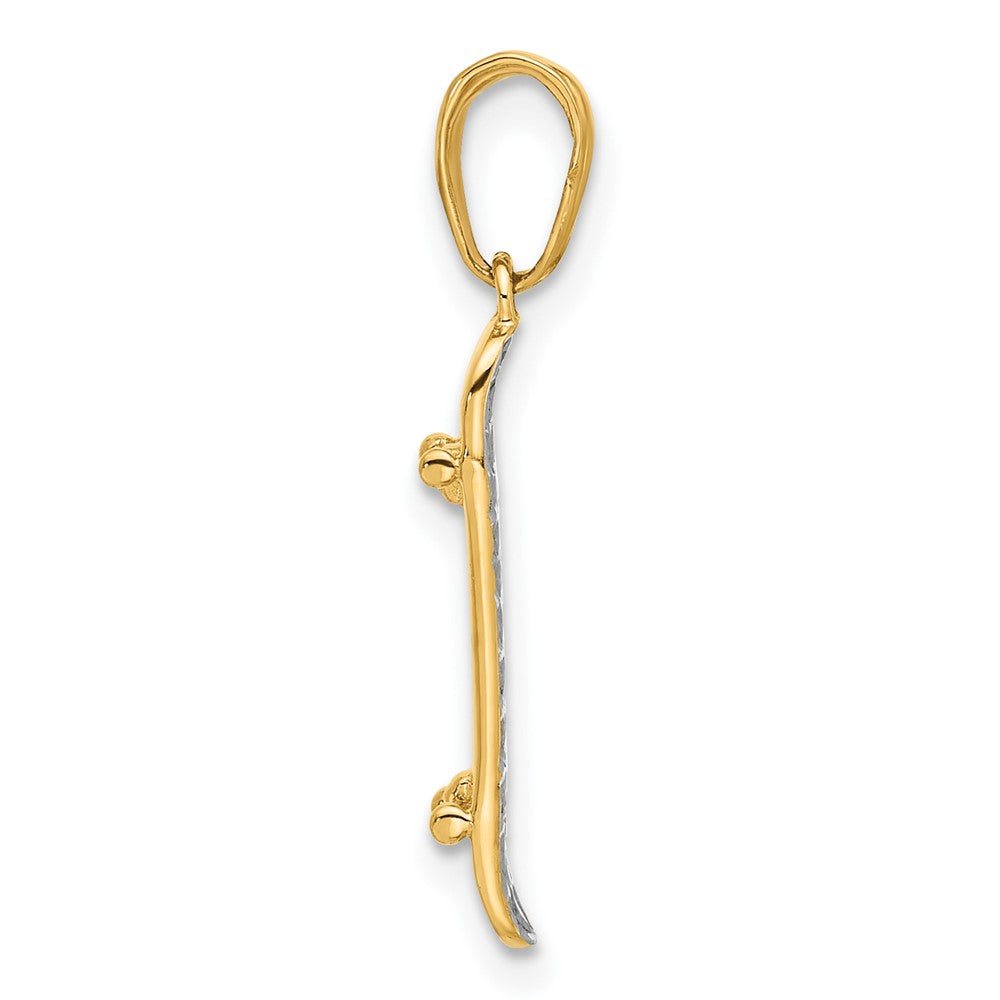14k Yellow & Rhodium 4.6 mm D/C Skateboard Pendant (1.18 grams)
