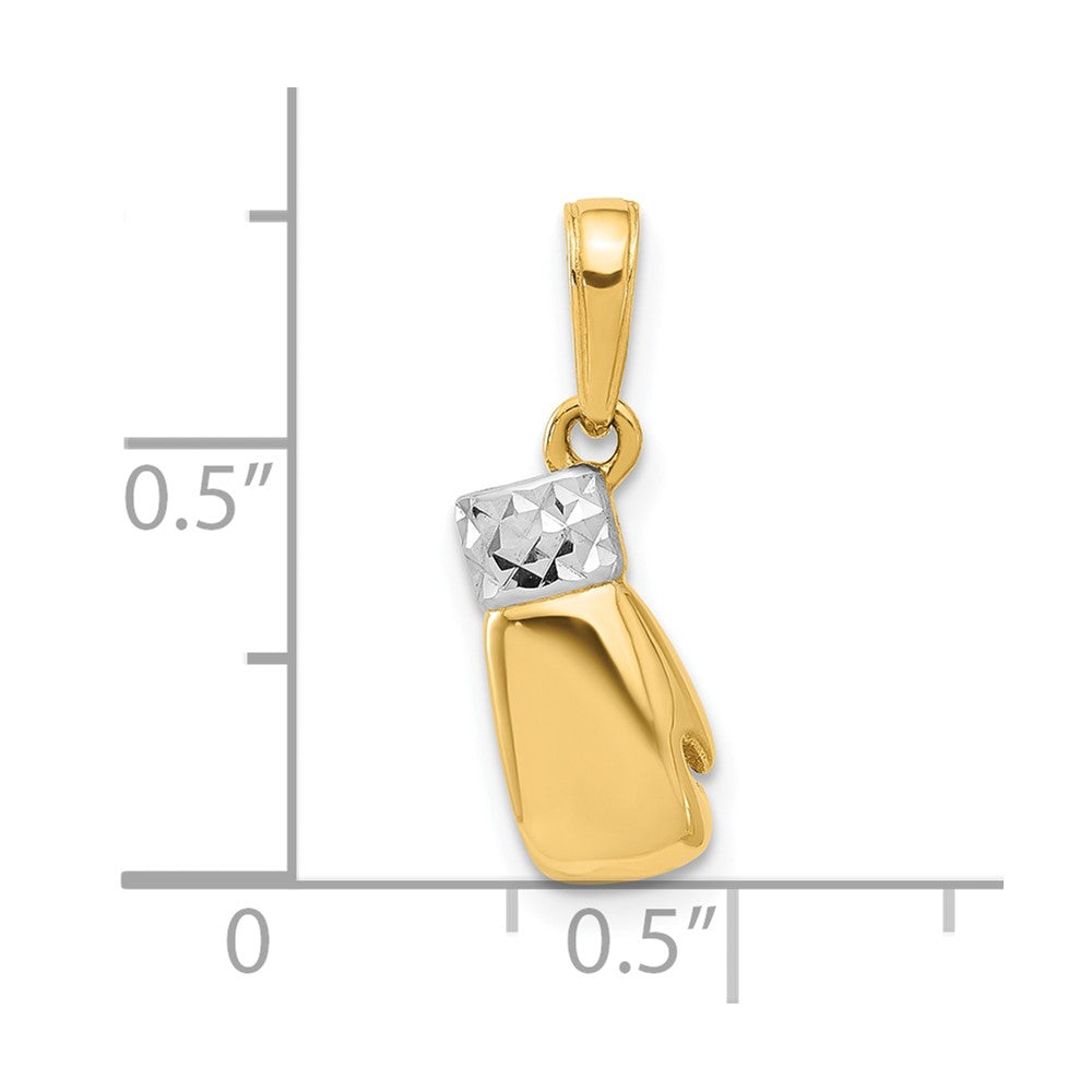 14k Yellow & Rhodium 6 mm D/C Boxing Glove Pendant (2.25 grams)