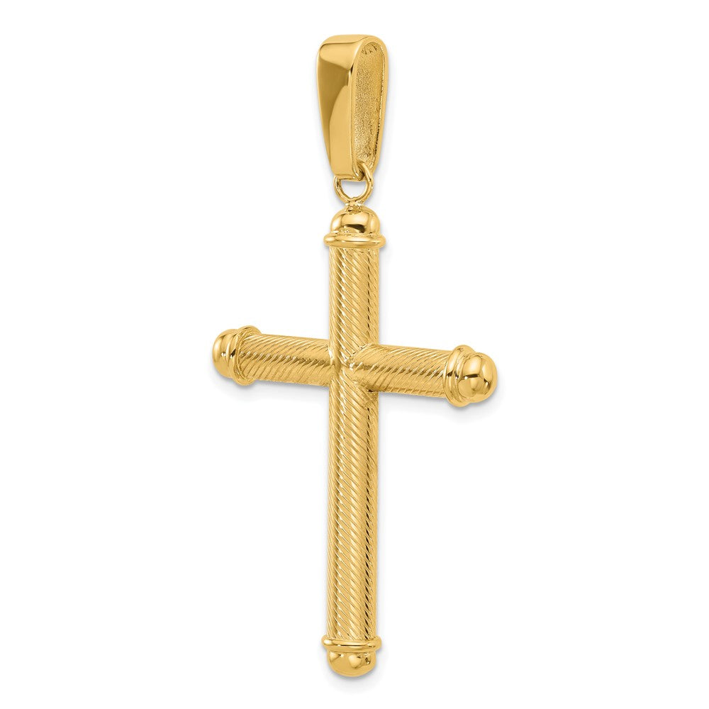 14k Yellow Gold 28 mm Polished and Textured Cross Pendant (4.41 grams)