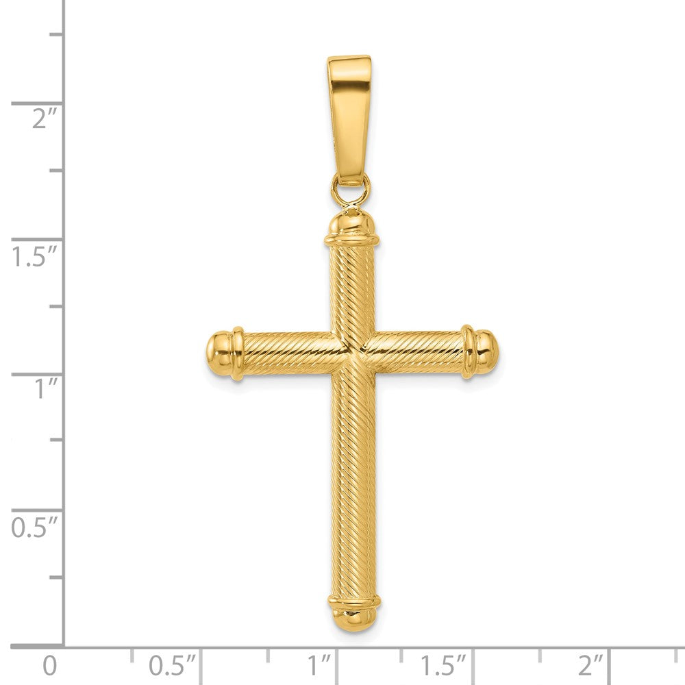 14k Yellow Gold 28 mm Polished and Textured Cross Pendant (4.41 grams)