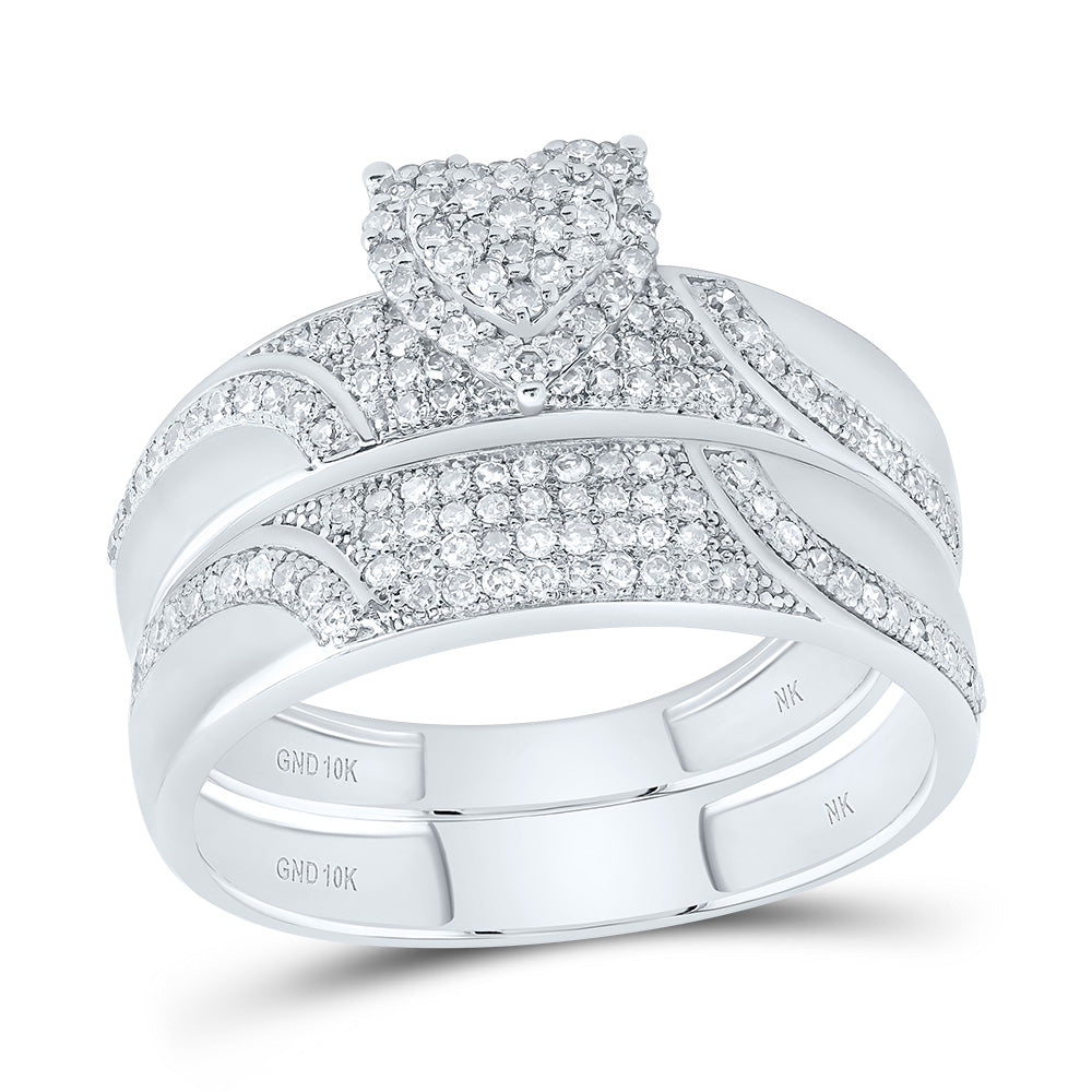 1/2Ctw-Nat Diamond Heart Trio Set (4.5 grams)
