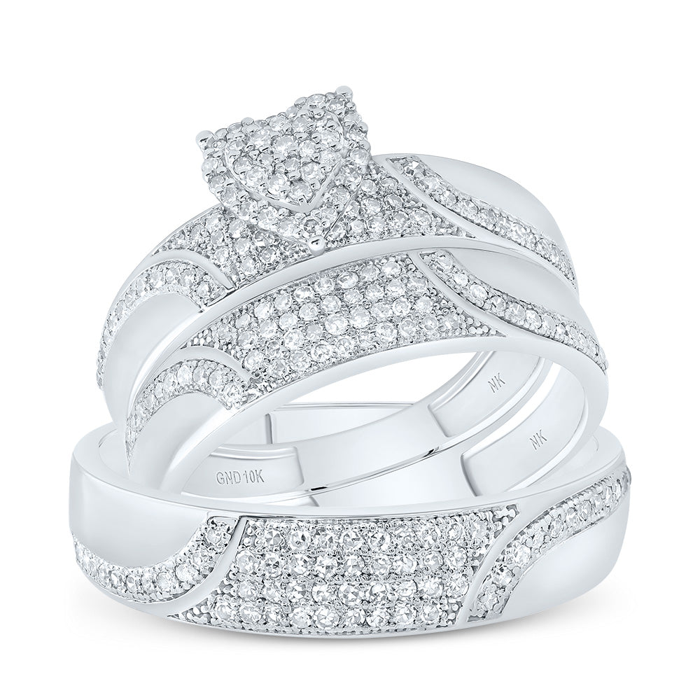 1/2Ctw-Nat Diamond Heart Trio Set (4.5 grams)