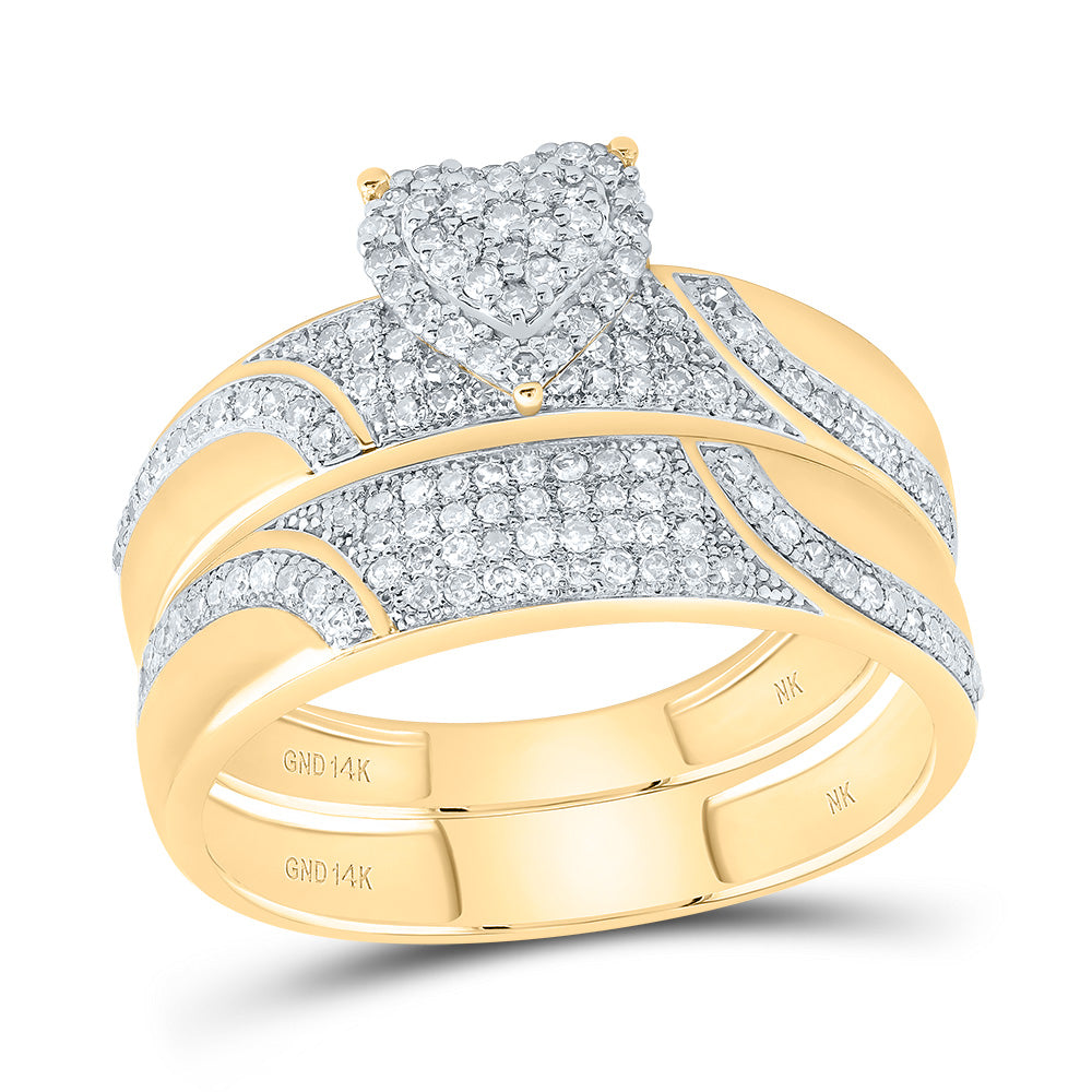 1/2Ctw-Nat Diamond Heart Trio Set (5.3 grams)