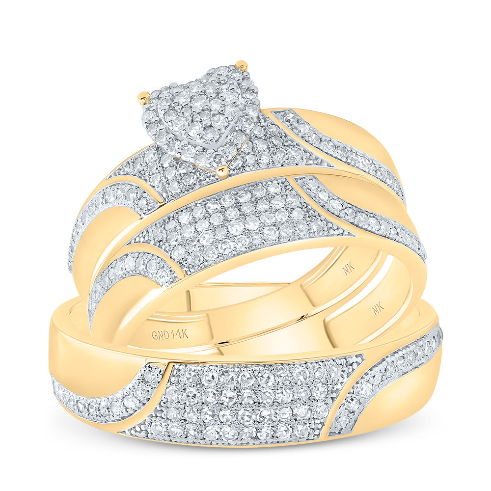 1/2Ctw-Nat Diamond Heart Trio Set (5.3 grams)