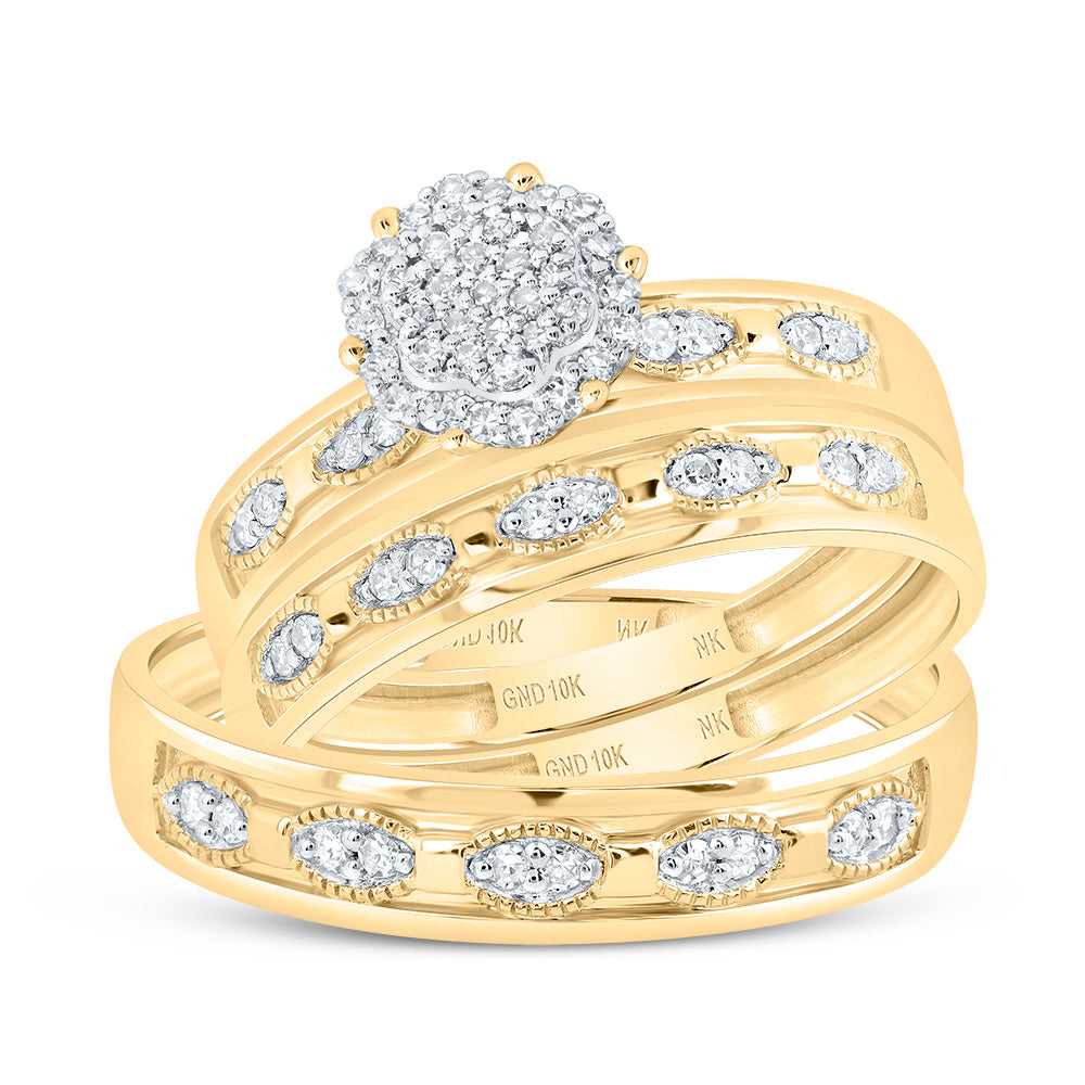 1/4Ctw-Diamond Flower Trio Set (4.06 grams)