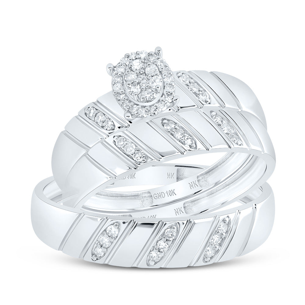 1/5Ctw-Diamond Oval Trio Set (3.98 grams)
