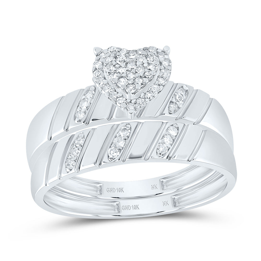 1/4Ctw-Nat Dia Nk Heart Trio Set (4.09 grams)